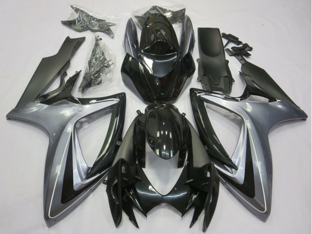 2006-2007 Suzuki GSXR 600 / GSXR 750 Motorcycle Fairings - Silver Glossy Black Matte Black Australia