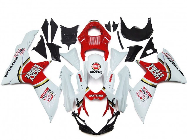 2011-2024 Suzuki GSXR 600 / GSXR 750 Motorcycle Fairings - White Red Motul Lucky Strike Australia