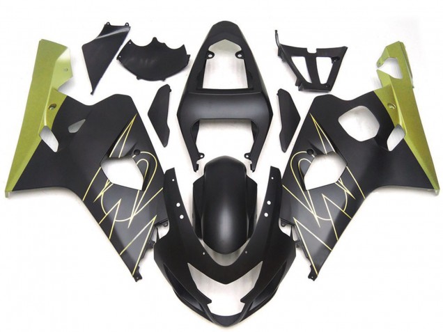 2004-2005 Suzuki GSXR 600 / GSXR 750 Motorcycle Fairings - Matte Black Gold Corona Australia