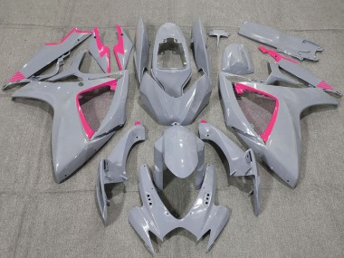 2006-2007 Suzuki GSXR 600 / GSXR 750 Motorcycle Fairings - Nardo Grey and Pink Trim Australia