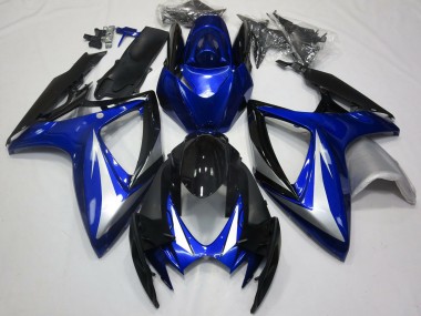 2006-2007 Suzuki GSXR 600 / GSXR 750 Motorcycle Fairings - Blue Silver Glossy Black OEM Style Australia