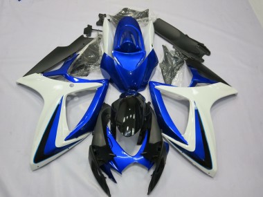 2006-2007 Suzuki GSXR 600 / GSXR 750 Motorcycle Fairings - White Blue Glossy Black OEM Style Australia