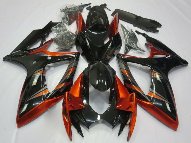 2006-2007 Suzuki GSXR 600 / GSXR 750 Motorcycle Fairings - Orange Glossy Black Australia