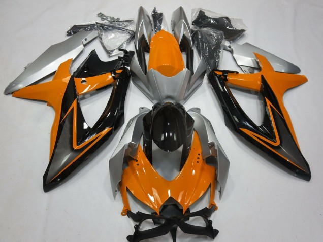 2008-2010 Suzuki GSXR 600 / GSXR 750 Motorcycle Fairings - Silver Orange Glossy Black Australia