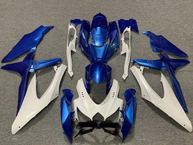 2008-2010 Suzuki GSXR 600 / GSXR 750 Motorcycle Fairings - White Blue Australia