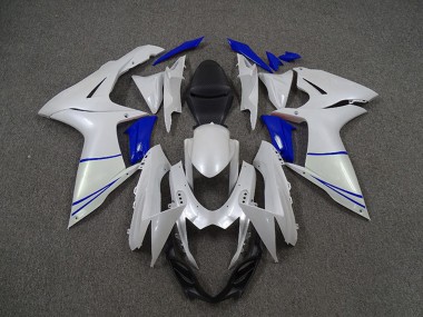 2011-2024 Suzuki GSXR 600 / GSXR 750 Motorcycle Fairings - Pearl White and Dark Blue Australia