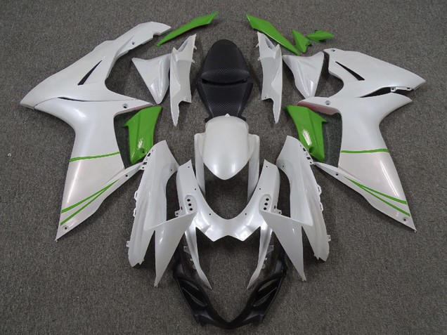 2011-2024 Suzuki GSXR 600 / GSXR 750 Motorcycle Fairings - Pearl White and Green Australia