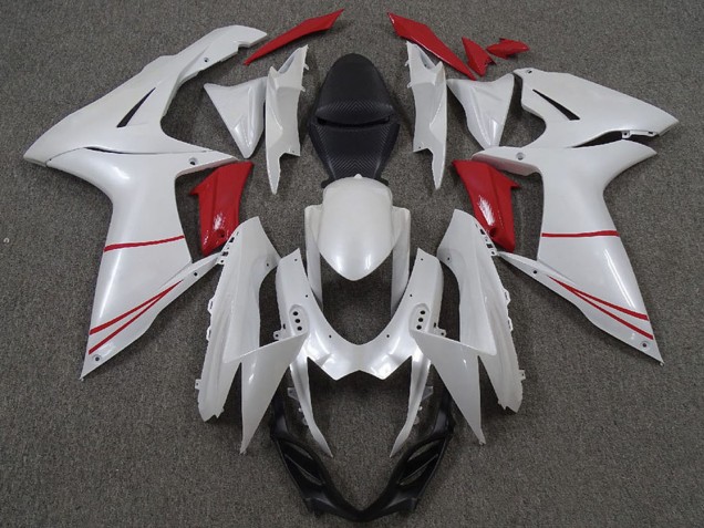 2011-2024 Suzuki GSXR 600 / GSXR 750 Motorcycle Fairings - Pearl White and Red Australia