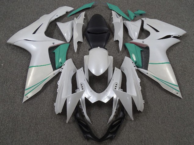 2011-2024 Suzuki GSXR 600 / GSXR 750 Motorcycle Fairings - Pearl White and T Blue Australia