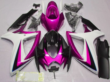 2006-2007 Suzuki GSXR 600 / GSXR 750 Motorcycle Fairings - White Pink Glossy Black Australia