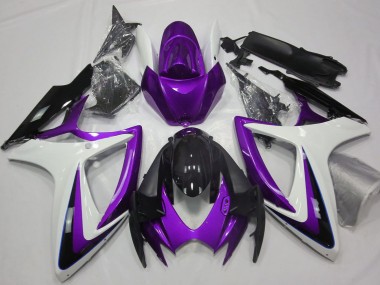 2006-2007 Suzuki GSXR 600 / GSXR 750 Motorcycle Fairings - Purple White Glossy Black Australia