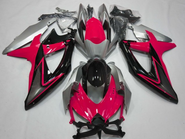 2008-2010 Suzuki GSXR 600 / GSXR 750 Motorcycle Fairings - Silver Red Glossy Black Australia