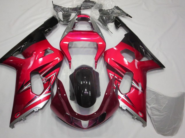 2001-2003 Suzuki GSXR 600 / GSXR 750 Motorcycle Fairings - Red Silver Glossy Black Australia