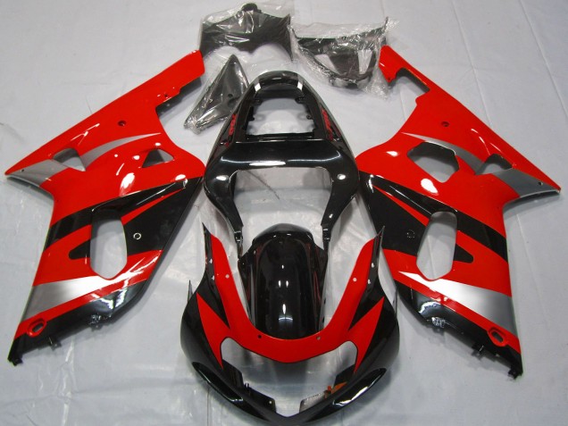 2001-2003 Suzuki GSXR 600 / GSXR 750 Motorcycle Fairings - Red Silver Glossy Black OEM Style Australia