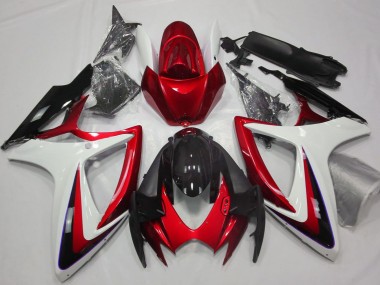 2006-2007 Suzuki GSXR 600 / GSXR 750 Motorcycle Fairings - White Red Glossy Black Australia