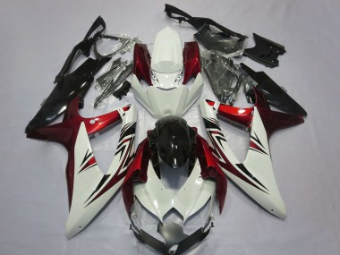 2008-2010 Suzuki GSXR 600 / GSXR 750 Motorcycle Fairings - White Red Glossy Black Australia