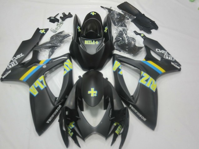 2006-2007 Suzuki GSXR 600 / GSXR 750 Motorcycle Fairings - Matte Black Blue Yellow Rizla Australia