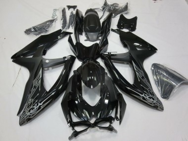 2008-2010 Suzuki GSXR 600 / GSXR 750 Motorcycle Fairings - Glossy Black Silver Australia