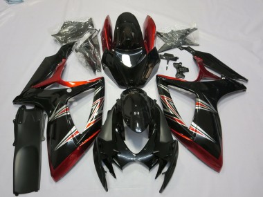 2006-2007 Suzuki GSXR 600 / GSXR 750 Motorcycle Fairings - Red Glossy Black Australia