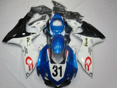 2011-2024 Suzuki GSXR 600 / GSXR 750 Motorcycle Fairings - White Blue Glossy Black Vesrah 31 Australia