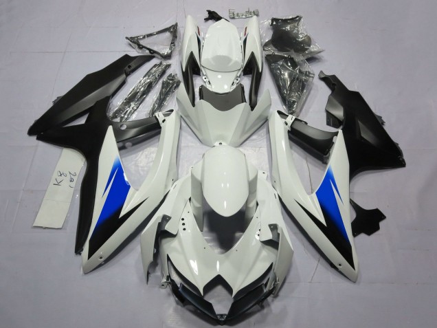 2008-2010 Suzuki GSXR 600 / GSXR 750 Motorcycle Fairings - White Blue Matte Black Australia