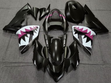 2004-2005 Kawasaki ZX10R Motorcycle Fairings - Matte Black and Pink Shark Australia