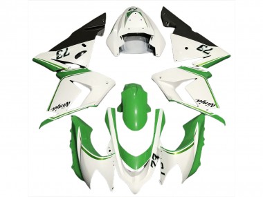 2004-2005 Kawasaki ZX10R Motorcycle Fairings - Glossy White Green Australia