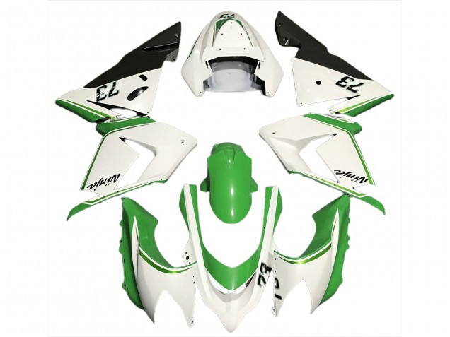 2004-2005 Kawasaki ZX10R Motorcycle Fairings - Glossy White Green Australia