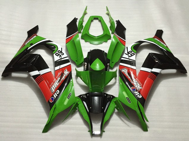 2011-2015 Kawasaki ZX10R Motorcycle Fairings - Green Red White Black Elf Motocard 66 Australia