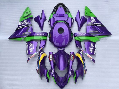 2004-2005 Kawasaki ZX10R Motorcycle Fairings - Green Purple Trick Star Australia