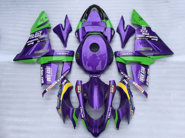 2004-2005 Kawasaki ZX10R Motorcycle Fairings - Green Purple Trick Star Australia