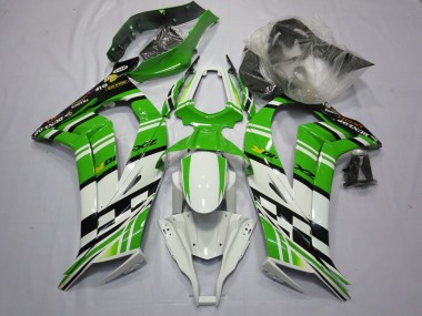 2011-2015 Kawasaki ZX10R Motorcycle Fairing - White Green Yellow Black Maxxis Dunlop Australia