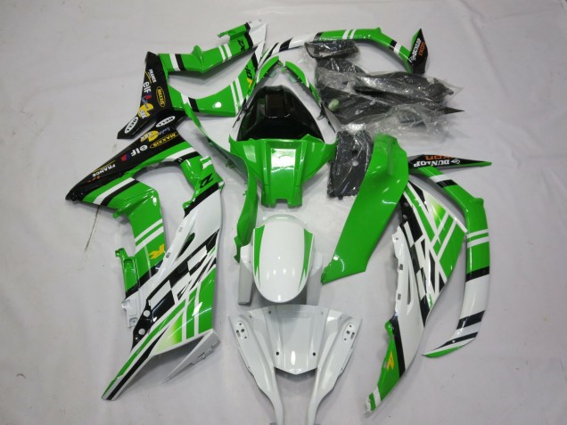 2011-2015 Kawasaki ZX10R Motorcycle Fairings - White Green Yellow Black Maxxis Dunlop Australia