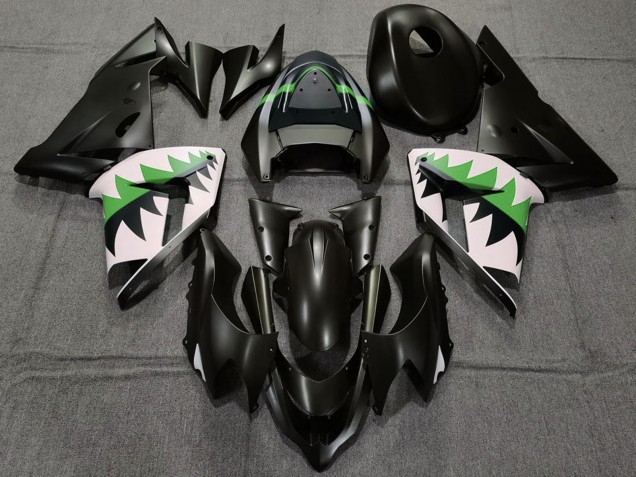 2004-2005 Kawasaki ZX10R Motorcycle Fairings - Matte Black and Green Australia