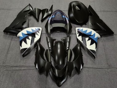 2004-2005 Kawasaki ZX10R Motorcycle Fairings - Matte Black and Light Blue Shark Australia