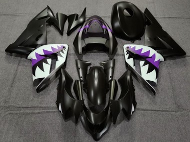 2004-2005 Kawasaki ZX10R Motorcycle Fairings - Matte Black and Purple Shark Australia