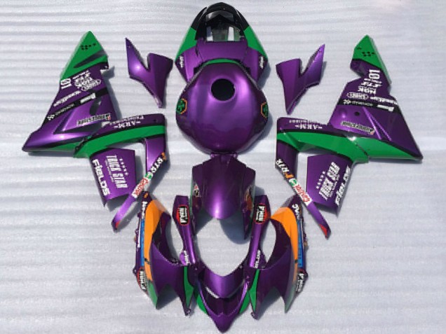 2004-2005 Kawasaki ZX10R Motorcycle Fairings - Purple and Green Trick Star Australia