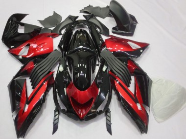 2006-2011 Kawasaki ZX14R Motorcycle Fairings - Red Glossy Black Stripe Australia