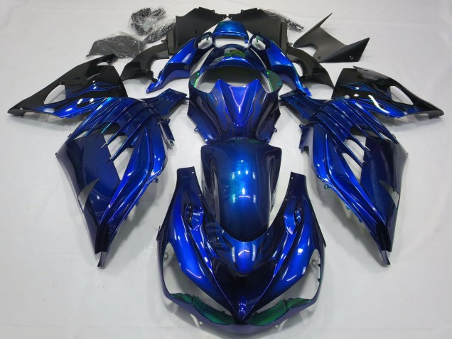 2012-2024 Kawasaki ZX14R Motorcycle Fairings - Blue Glossy Black Australia