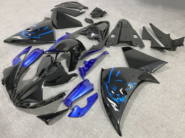 2009-2011 Yamaha R1 Motorcycle Fairings - Glossy Black Blue Panther Australia