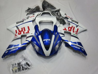 2000-2001 Yamaha R1 Motorcycle Fairings - White Blue Red Fiat Motul Australia