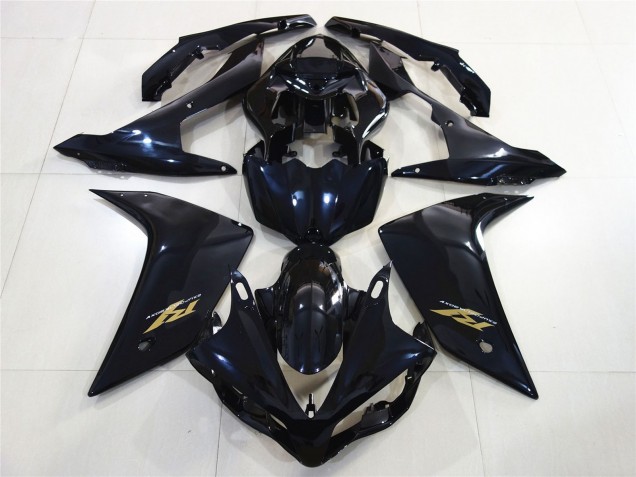 2007-2008 Yamaha R1 Motorcycle Fairings - Glossy Black Dark Blue Gold Decal Australia