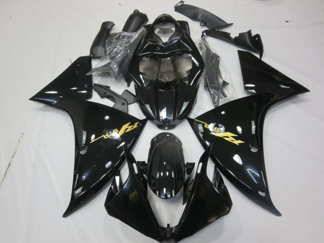 2009-2011 Yamaha R1 Motorcycle Fairings - Glossy Black Gold Decal Australia