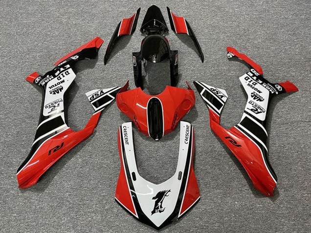 2015-2019 Yamaha R1 Motorcycle Fairings - White Red Glossy Black Motul YSP Australia