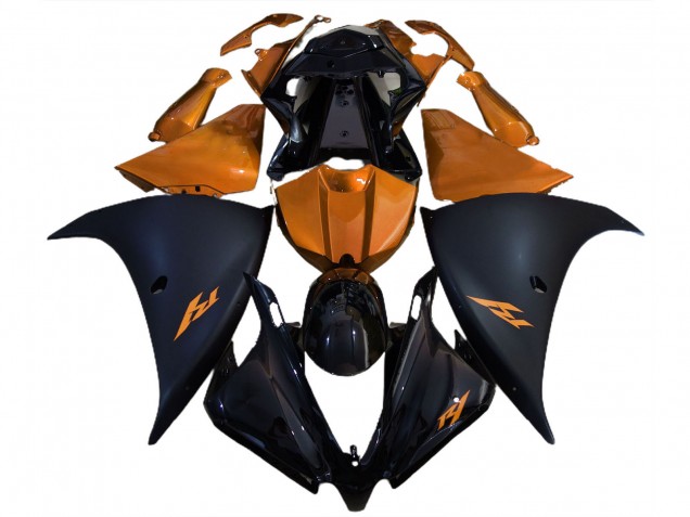 2012-2014 Yamaha R1 Motorcycle Fairings - Glossy Black Matte Black Orange Australia