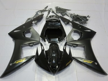 2003-2004 Yamaha R6 Motorcycle Fairings - Glossy Black Matte Black Gold Decals Australia