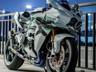 2015-2022 Kawasaki Ninja H2 Motorcycle Fairings - White with Green Lines Australia