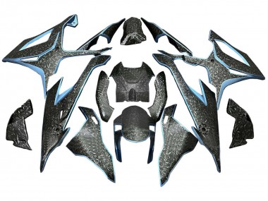 2019-2022 BMW S1000RR Motorcycle Fairings - Black Light Blue Forged Carbon Fiber Australia