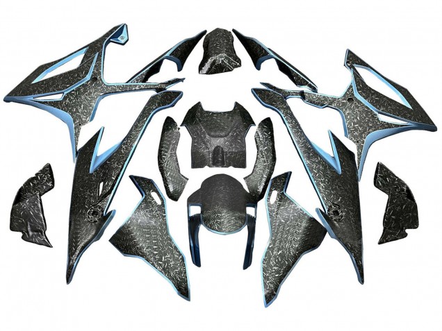 2019-2022 BMW S1000RR Motorcycle Fairings - Black Light Blue Forged Carbon Fiber Australia