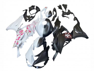 2023-2025 Kawasaki ZX6R Motorcycle Fairings - Black White with Flower Australia